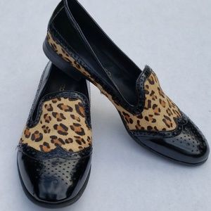 Franco Sarto wingtip leopard loafer